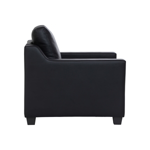 Sleek Modern 1-Seater <b>Sofa</b> Compact Black PU Leather Upholstered Accent Chair High-Density Foam Cushion for <b>Small</b> Apartment - Product Image 3