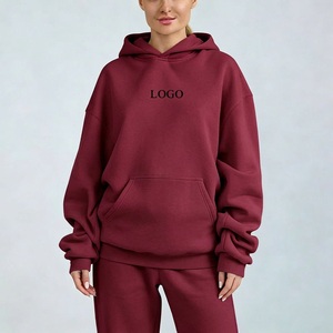 Wholesale Womens Loose Fit Fleece Pullover <b>Hoodie</b> Boxy Fit Streetwear <b>Hoodie</b> for US casualwear retailers - Product Image 2