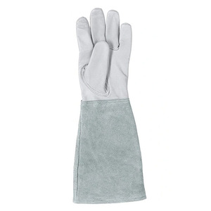 Gants de sécurité en cuir blanc, manchette longue de 28 cm, résistance à la chaleur, durables, anti-chaleur, gants de travail avec manchette froncée - Product Image 2