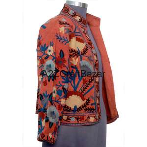 Chaqueta Bomber al por Mayor con Bordado a Mano, Volantes, Estampado Floral, Cuello en V, Algodón, Informal, Ecológica, para Fiestas de Invierno/Primavera - Product Image 4