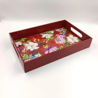Ensemble de plateaux de service en bois floral exclusif, rectangulaires, dorés, décoratifs, pour la cuisine, plateau de table basse, cadeau