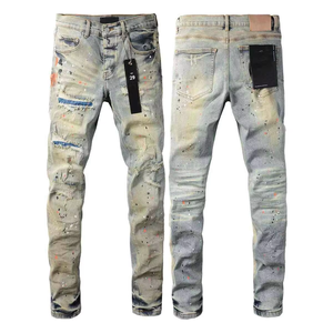 Nuevos Jeans Slim Fit para Hombre 2025, Pantalones Ajustados con Estampado Desgastado, Cintura Media, Estilo Urbano, con Efecto de Reparación de Pintura y Suavizante - Product Image 5