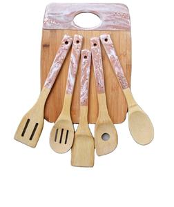 COMFORT Factory Cuchara de madera y resina Espátula con y soporte Utensilios de cocina Cuchara de cocina de madera natural para cocinar mejor - Product Image 5