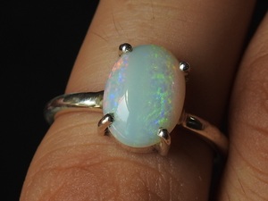 Solid Australian <b>Opal</b> <b>Ring</b>-Multi Fire 925 Sterling Silver-October Birthstone-Classic Style Prong Setting-Third Party - Product Image 2