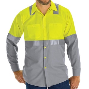 High Visibility Breathable Anti-Static Cotton Unisex Short Sleeve Workwear <b>Shirt</b> Custom Design Contrast Colors Bangladesh - Product Image 1
