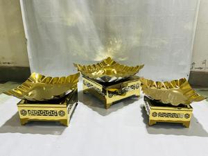 Luxury <b>Gold</b>-Plated Square Metal <b>Serving</b> Platter Set Scalloped Edge Multi-Functional Decorative Fruit Display <b>Tray</b> Contemporary - Product Image 4