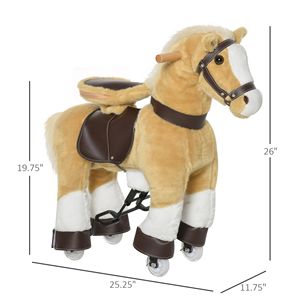 Caballo de Juguete Marrón para Montar, para Niños de 3 a 8 Años, Suave y Abrazable, con Ruedas Fáciles de Mover, Duradero, Juego Interactivo - Product Image 3
