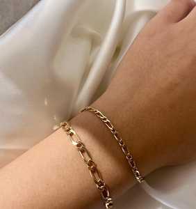 Pulsera de Cadena Figaro de Oro Sólido de 2.9mm, 14K/18K, Estilo Italiano Clásico, Acabado Pulido, para Mujer, Venta al Por Mayor - Product Image 5