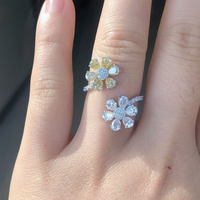 Bague élégante en argent sterling avec diamant rond floral et anneau croisé, bijou de fiançailles, cadeau de mariage pour femme