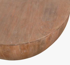 Table basse pliable artisanale moderne pour salon, en bois de manguier massif, finition marbre travertin brun clair, mobilier minimaliste - Product Image 6