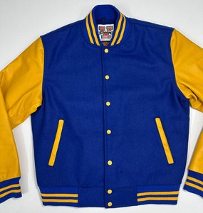 Veste de baseball confortable à col montant en tricot côtelé, doublure en laine réversible, broderie personnalisée du logo avant, pour homme - Product Image 1