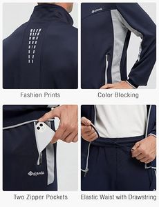 Ensemble de survêtement sportif pour homme Spans, bleu marine, avec fermeture éclair intégrale, coupe décontractée, respirant, style automne, avec empiècements contrastants - Product Image 6