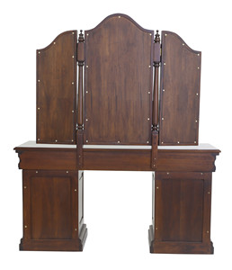 Coiffeuse vintage traditionnelle en bois avec miroir triple et tiroirs de rangement, finition marron, pour la maison ou le bureau - Product Image 4
