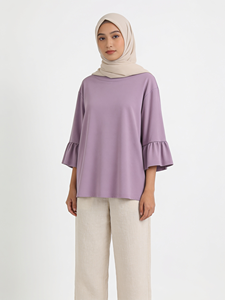 Blusa Bordada para Mujer, Talla Grande, Manga 3/4, Cuello Redondo, Transpirable, Ecológica, Top Informal de Verano, Venta al Por Mayor - Product Image 2