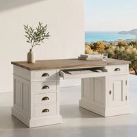 Bureau de travail contemporain en bois durable et écologique Ani avec tiroir à dossiers, finition naturelle, pour bureau à domicile et salle d'étude