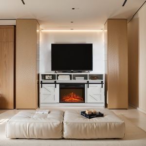 Mueble para TV Estilo Granja Moderna, Consola de Entretenimiento para el Hogar Inspirada en un Granero con Chimenea Integrada de 23'' para Televisores de hasta 65'' - Product Image 4