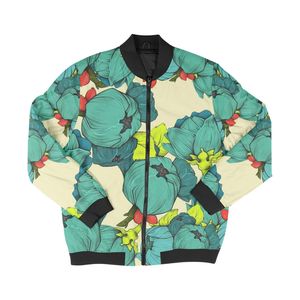 Chaqueta Bomber para Hombre, Talla Grande, Estampado Geométrico, Cierre de Cremallera, Estilo Casual para Otoño, Manga Regular, Cuello Camisero, 100% Poliéster - Product Image 3
