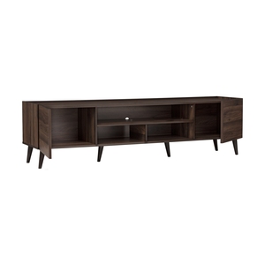 Modern <b>Laminated</b> Board TV Cabinet Cocoa Finish Low board Media Console Entertainment Center with Double Storage Open Doors - Product Image 6