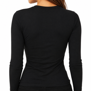 Chemises de compression de sport pour femmes de haute qualité à manches longues, respirantes, à séchage rapide, couleur unie, tissu extensible, prix bas, haut de compression - Product Image 2
