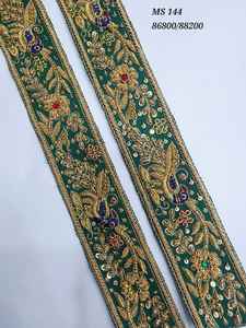 Bordures en dentelle 100 % polyester écologiques ethniques indiennes avec couleur personnalisée pour robes indiennes et pakistanaises - Vente en gros - Product Image 2