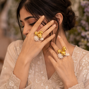 Anillos de Dedo Hechos a Mano con Perlas Ghungroo para Keertan, Pooja, Sunderkand Path, Ceremonia de Boda y Accesorios de Phera Nupcial para Mujeres - Product Image 4