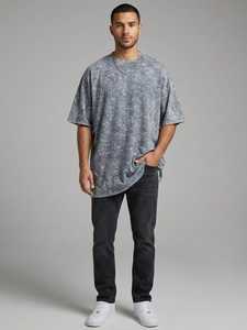 T-shirt surdimensionné tie-dye pour homme, manches courtes, col rond, décontracté, 100% coton jersey, motif uni - Product Image 3