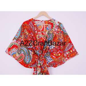 Robe longue courte 100 % coton écologique faite à la main pour femme, style bohème, kaftan de créateur, collection été 2025, motifs multiples doux, rose, pour soirée - Product Image 2