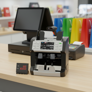 Compteur de billets P200 <span class=keywords><strong>1</strong></span>+<span class=keywords><strong>1</strong></span> avec trieur de pochettes, écran tactile, imprimante intégrée, qualité professionnelle, écran LCD TFT 3,5 pouces, détection automatique de devises - Product Image 6