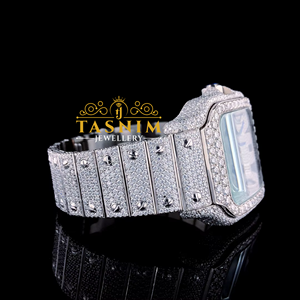 Reloj de Hombre de Cuarzo con Diamantes Moissanite VVS, Cuadrado, Deportivo, Elegante y Sencillo, de Acero Inoxidable, Chapado en Oro Blanco, Estilo Hip Hop - Product Image 2