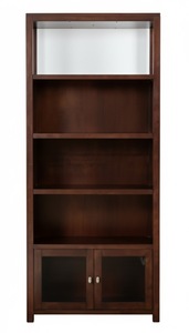 Modern <b>Solid</b> <b>Wood</b> Adjustable <b>Bookcase</b> 1 Year Warranty Glass Door Vietnam Wooden Hot Selling P.D.T Brand Kona Coffee-Colored - Product Image 6