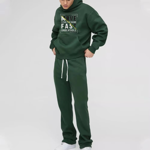 Men's Gray Hooded <b>Tracksuit</b> Full Length Solid Color Cotton Casual Wear Autumn Regular Fit Side Pockets Elastic Waist - Product Image 4
