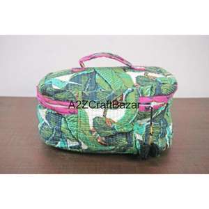 ชุดกระเป๋าเครื่องสำอางผ้าฝ้ายพิมพ์ลายดอกไม้แบบเย็บติดกัน พร้อมซิปปิด  สำหรับผู้หญิง - Product Image 6