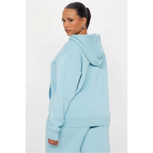 <b>Women's</b> <b>Black</b> Oversized Hooded <b>Fleece</b> Sweatshirt Full Sleeve With Pockets Solid Color Autumn Wear - Product Image 6
