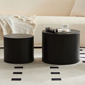 Set di 2 tavolini da caffè in MDF impilabili neri per soggiorno/area lounge - Product Image 2