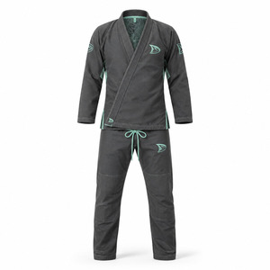 Kit de Kimono de Jiu-Jitsu Brasileño Dravelle Industry, Unisex para Adultos, Gris Oscuro, 100% Algodón, Duradero, Corte Regular, Impresión por Transferencia de Calor, 240g, Secado Rápido - Product Image 1