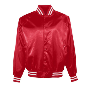Custom Satin Varsity <b>Jacket</b> Men <b>Women</b> <b>Bomber</b> <b>Jacket</b> Snap Button Ribbed Collar <b>Lightweight</b> Baseball <b>Jacket</b> OEM - Product Image 5