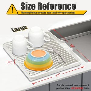 Tappetino Asciugapiatti Antiscivolo in Pietra, Scolaoggetti da Cucina Resistente al Calore con Drenaggio Integrato - Product Image 2