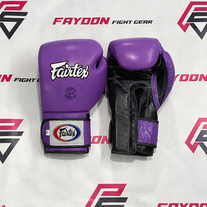 Guantes de Boxeo Fairtex Personalizados de Cuero Vacuno Genuino Marrón y Negro con Cierre de Correa para Sparring, Artes Marciales, MMA y Kickboxing - Product Image 2