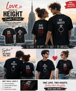 Camisetas de Algodón Tejidas Personalizadas para Parejas, con Estampado Frontal, Él Pedió Mano, Ella Dijo Sí, Regalo de Boda para Propuesta de Matrimonio - Product Image 2