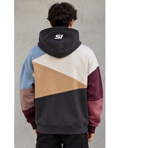 Color Blocked Hoodie <b>Women</b> Casual <b>Sweatshirt</b> With Pockets Front Logo Design Autumn Wear Knitted Cotton Material - Product Image 5
