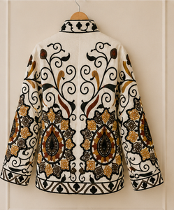 Veste Suzani ouverte artisanale haut de gamme, col mandarin, motif cachemire, style bohème, rose, pour femme, vente en gros, manteaux tendance - Product Image 5