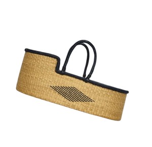 Eco friendly seagrass changing <b>basket</b> matching rattan changing kid <b>basket</b> with <b>yellow</b> carry handles for infant rooms supply - Product Image 3