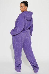 Cropped Acid Washed Tracksuit Women's Clothing Hoodie & Sweatpants <b>Distressed</b> Sweat suit Set - Product Image 4