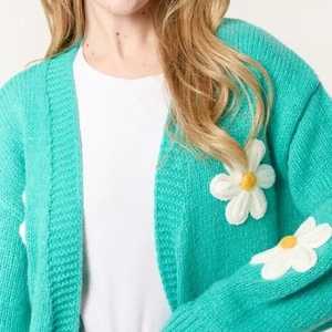 Nouveau cardigan uni à boutons, col en V, pull ample, veste extérieure et cardigan - Product Image 2