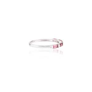 18K <b>Gold</b> Topaz and <b>Opal</b> Baguette Cut Dainty Wedding Band <b>Ring</b> for Women - Product Image 6