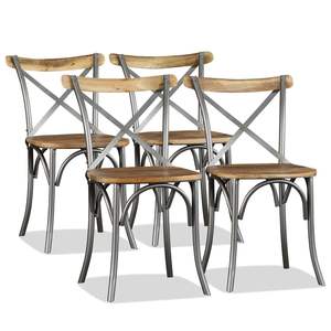 Ensemble de 4 chaises de salle à manger industrielles, design marron et argent - Product Image 1
