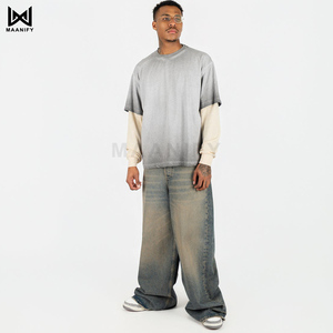 Camiseta Oversize de Moda para Hombre con Hombros Caídos, Estilo Urbano, Manga con Capas, Efecto Desgastado por el Sol, la Más Vendida de la Marca MAANIFY - Product Image 2