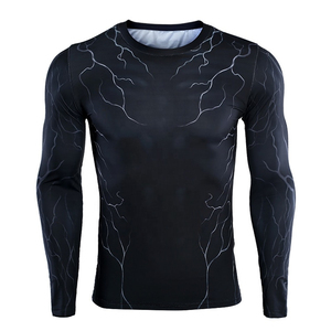 Men Printed Compression Breathable Long Sleeve Athletic Shirt for Gym Workout Fitness Training Compression Shirts - Product Image 2