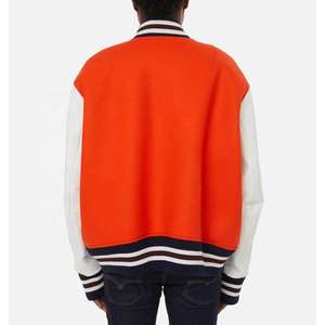 Nouvelle Vente Chaude Hiver Blouson de Baseball Universitaire Style Urbain Coupe-Vent avec Patchs Brodés en Chenille et Manches en Cuir Véritable - Product Image 3