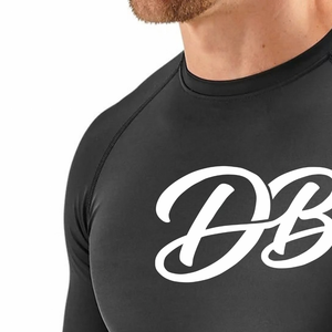 Camiseta de Compresión Negra Personalizada para Hombre, Manga Corta, Cuello Redondo, Estilo Raglán, para Gimnasio, Entrenamiento, Deporte, Ropa Deportiva Ajustada, Capa Base Atlética - Product Image 4